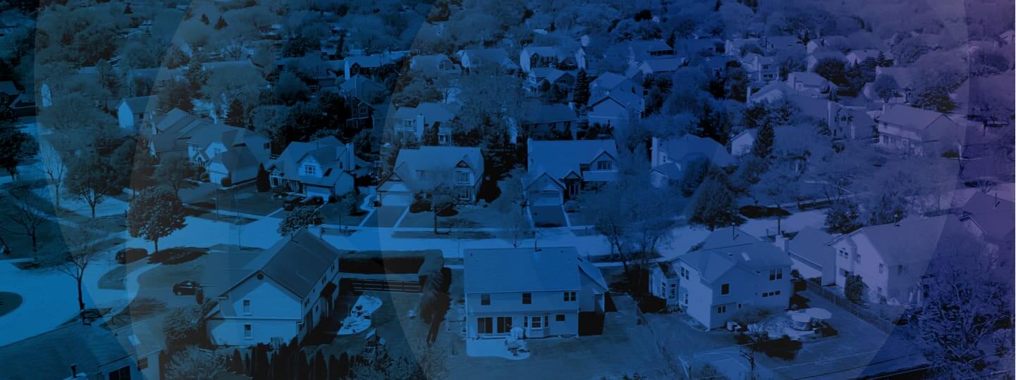 Aerial view of American suburban homes